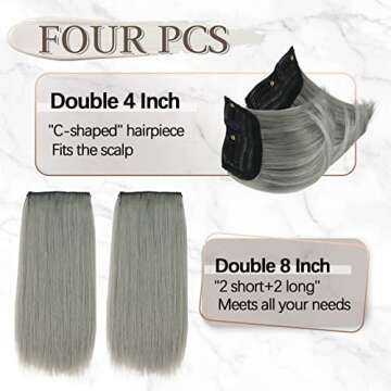 LNERATO 4 PCS Hair Toppers for Women Synthetic Clips in Hair Topper Invisible Clips in Hair Extensio...