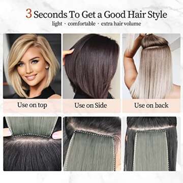 LNERATO 4 PCS Hair Toppers for Women Synthetic Clips in Hair Topper Invisible Clips in Hair Extension with Thinning Hair for Daily Use(Ash Grey)