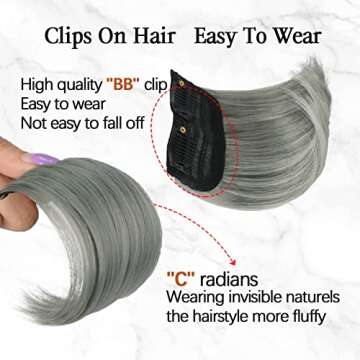 LNERATO 4 PCS Hair Toppers for Women Synthetic Clips in Hair Topper Invisible Clips in Hair Extension with Thinning Hair for Daily Use(Ash Grey)