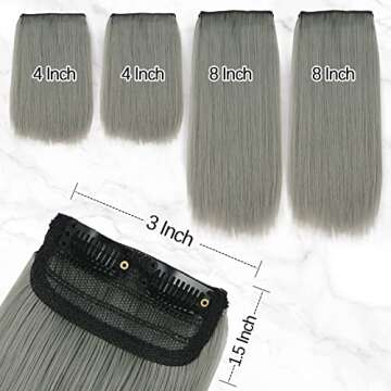 LNERATO 4 PCS Hair Toppers for Women Synthetic Clips in Hair Topper Invisible Clips in Hair Extension with Thinning Hair for Daily Use(Ash Grey)