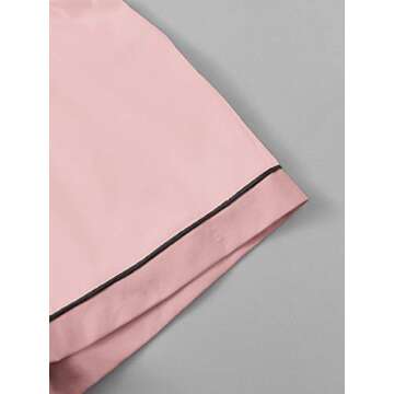 Floerns Women's Notch Collar Short Sleeve Sleepwear Two Piece Pajama Set Light Pink L