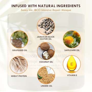 Sunny Isle Jamaican Castor Oil Intensive Repair Masque, Black, Coconut, 16 Fl Oz