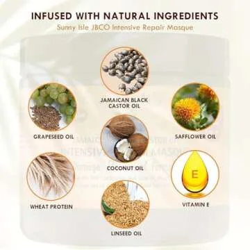 Sunny Isle Jamaican Castor Oil Intensive Repair Masque, Black, Coconut, 16 Fl Oz