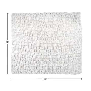 Oversized Ruched Faux Fur Blanket - 60x80-Inch Jacquard Faux Fur Queen-Size Throw for Sofas and Beds - Luxurious Bedding by Lavish Home (Gray)