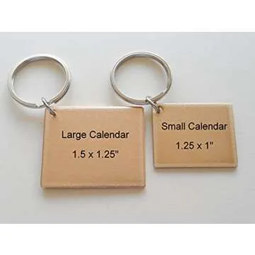 Custom Personalized Bronze Anniversary Calendar Keychain, Anniversary Gift, Husband Wife Key Chain, Boyfriend Girlfriend Gift, Customized Couples Keychain