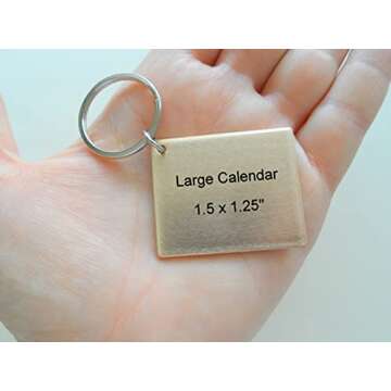 Custom Personalized Bronze Anniversary Calendar Keychain, Anniversary Gift, Husband Wife Key Chain, Boyfriend Girlfriend Gift, Customized Couples Keychain