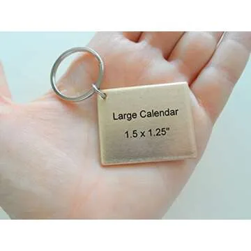 Custom Personalized Bronze Anniversary Calendar Keychain, Anniversary Gift, Husband Wife Key Chain, Boyfriend Girlfriend Gift, Customized Couples Keychain