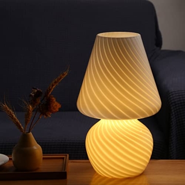 BSOD Taller Mushroom Lamp, Upgrade White Table Lamp Romantic 12' Vintage Swirl Mid-Century Design Cl...