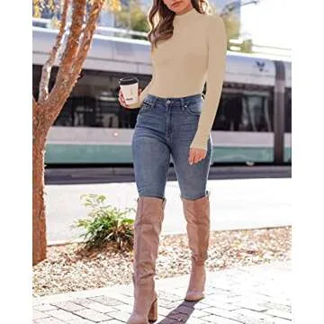 BelleLovin Women's Mock Neck Basic Bodysuit Jumpsuit