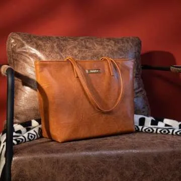 Montana West Shoulder Tote Purse for Women Large Tote Handbags Purses for Women Brown Vegan Leather Tote Ladies Handbags Top Handle Satchel Hobo Bags for Women with Zipper MWC-261LBR