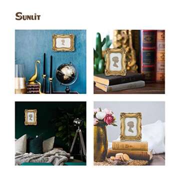 Sunlit Vintage Picture Frame 4x6 Inch, Luxury Antique Photo Frames with Glass Front, Photo Display, Tabletop Wall Hanging, Gift Ideas, Gold