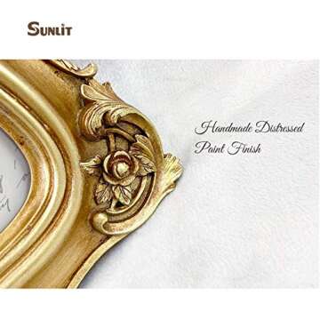 Sunlit Vintage Picture Frame 4x6 Inch, Luxury Antique Photo Frames with Glass Front, Photo Display, Tabletop Wall Hanging, Gift Ideas, Gold