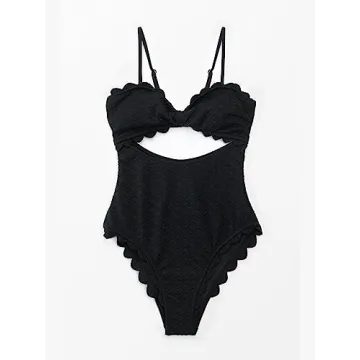 CUPSHE One Piece Swimsuit Stylish Black Cutout Design