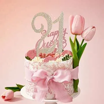 21 Cake Topper Gold Metal Cake Decor for 21st Birthday or Anniversary Party