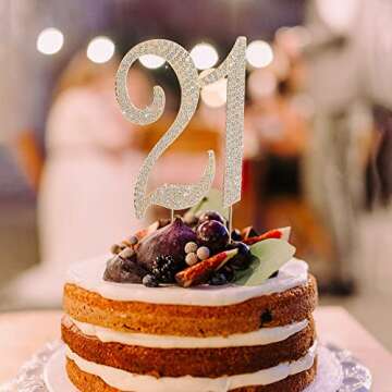 21 Cake Topper Gold Metal Cake Decor for 21st Birthday or Anniversary Party