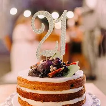 21 Cake Topper Gold Metal Cake Decor for 21st Birthday or Anniversary Party