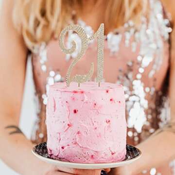 21 Cake Topper Gold Metal Cake Decor for 21st Birthday or Anniversary Party