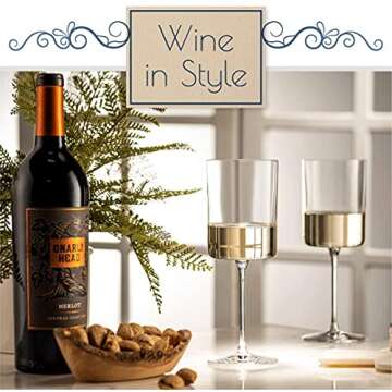 BENETI Superlative Edge Wine Glasses Square [Set of 2] White & Red Wine Goblets, Premium Clear Glass Bordeaux Wine Glasses Large Bowl Stemware Wine Blown Glasses Nice Packaging [14 Ounce]