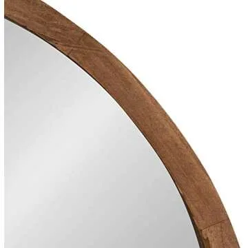 Kate and Laurel Hutton Round Decorative Modern Wood Frame Wall Mirror, 22 Inch Diameter, Natural Rustic