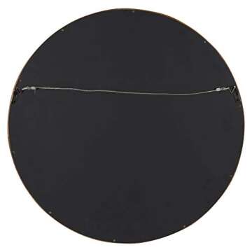 Kate and Laurel Hutton Round Decorative Modern Wood Frame Wall Mirror, 22 Inch Diameter, Natural Rustic