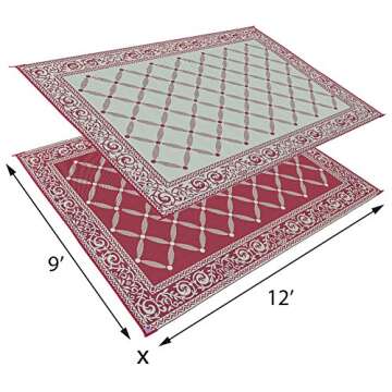 Stylish Camping 119125 9-feet by 12-feet Reversible Mat, Plastic Straw Rug, Large Floor Mat for Outd...