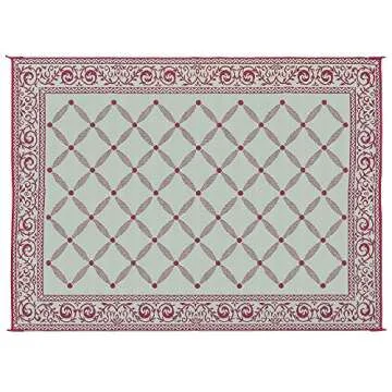 Stylish Camping 119125 9-feet by 12-feet Reversible Mat, Plastic Straw Rug, Large Floor Mat for Outdoors, RV, Patio, Backyard, Picnic, Beach, Camping (Burgundy/Beige)