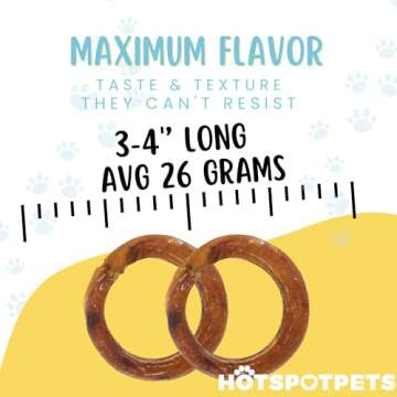 hotspot pets Bully Stick Rings for Dogs (5 Pack) Premium All Natural Long Twisted Beef Pizzle Dog Chew Treats - Grain Free Fully Digestible Rawhide Alternative -Thick Chew Circles
