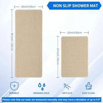 Non-Slip Shower Mat Bathtub Mat for Bath Tub,Anti Slip Bath Tub Mat,Floor Mat,Soft PVC Loofah Bathro...