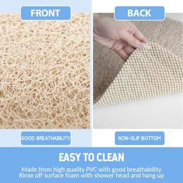 Non-Slip Shower Mat Bathtub Mat for Bath Tub,Anti Slip Bath Tub Mat,Floor Mat,Soft PVC Loofah Bathroom Mats,Foot Scrubber Mat,Quick Drying Easy Cleaning Mats for Wet Areas（40 * 16 Beige）