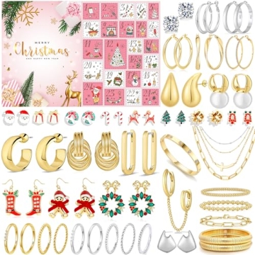 DORANA 2024 Christmas Jewelry Advent Calendar Women 24 Days Xmas Countdown Calendar Bracelet Necklac...