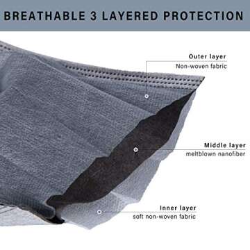 Borje Grey Disposable Face Mask - 3-Ply Protection - 100 Pcs