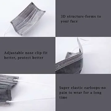 Borje Grey Disposable 3-Ply Masks for Comfort & Safety