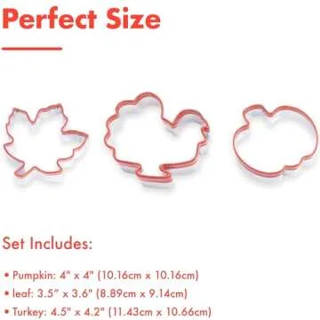 Thanksgiving Cookie Cutters Set - 3 Sizes for Festive Baking