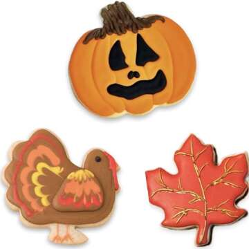 Thanksgiving Cookie Cutters Set - 3 Sizes for Festive Baking