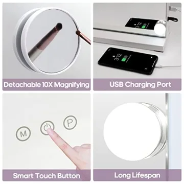 Fenair Vanity Mirror with USB Charger and Adjustable Lights