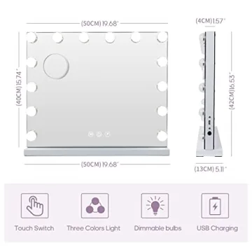 Fenair Vanity Mirror with USB Charger and Adjustable Lights