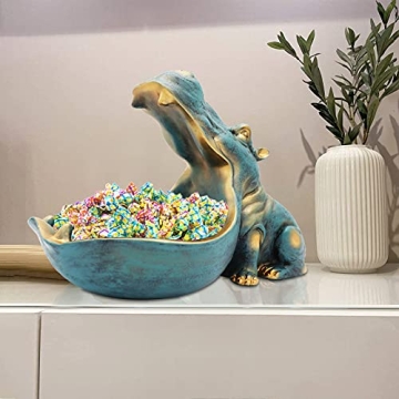 aboxoo House Hippo Decorative Candy Bowl for Storage