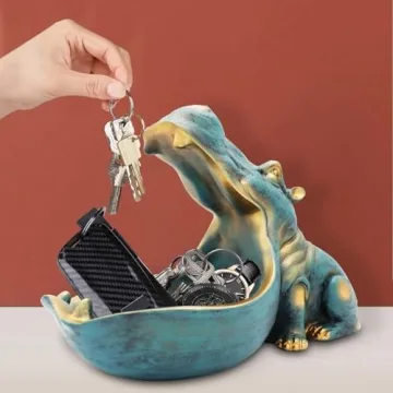 aboxoo House Hippo Decorative Candy Bowl for Storage