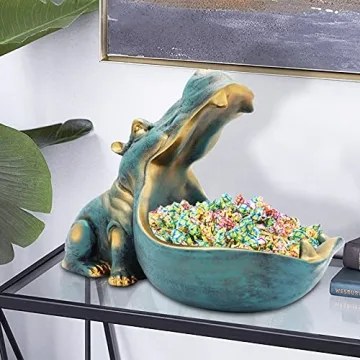aboxoo House Hippo Decorative Candy Bowl for Storage