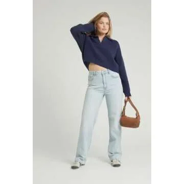 PacSun Stretch '90s Boyfriend Jeans for Women, Light Indigo, Straight Leg Denim, High-Rise, Loose, Baggy Fit, Size 31