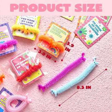 JOYIN 30 Pack Valentine's Day Gift Cards with Multi-color Stretchy String Toys Set, Unicorn Noodle T...