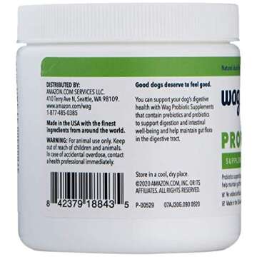 Amazon Brand - Wag Probiotic Supplement Chews for Dogs, Natural Duck Flavor, 90 count