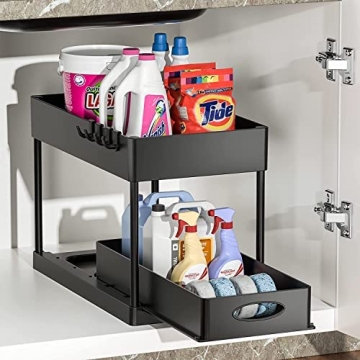 Maximize Space with PUILUO Undersink Organizers (Matt Black)