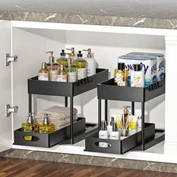 Maximize Space with PUILUO Undersink Organizers (Matt Black)