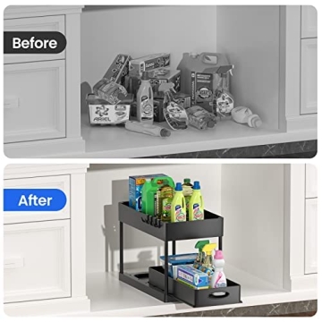 Maximize Space with PUILUO Undersink Organizers (Matt Black)