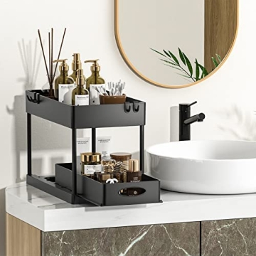 Maximize Space with PUILUO Undersink Organizers (Matt Black)
