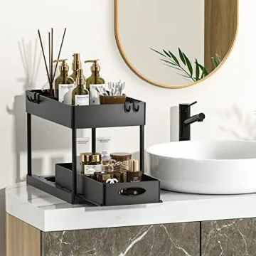 Maximize Space with PUILUO Undersink Organizers (Matt Black)