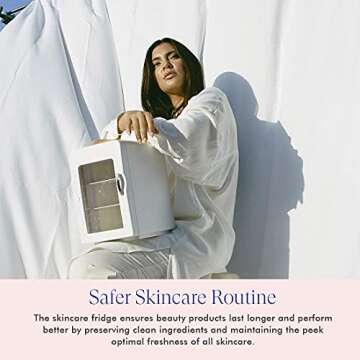 Vanity Planet Fria All Skincare Fridge- Custom Closet, Clear Window Display, Interchangeable Shelves, Optimal Freshness of Skincare Product-Serum, Gel, Face-mask, Oils(White, 14.1" x 8.9" x 1.3")