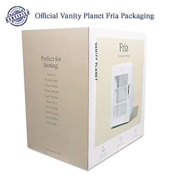 Vanity Planet Fria All Skincare Fridge- Custom Closet, Clear Window Display, Interchangeable Shelves, Optimal Freshness of Skincare Product-Serum, Gel, Face-mask, Oils(White, 14.1" x 8.9" x 1.3")