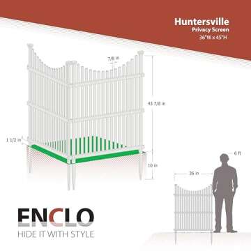 45in H x 36in W (2 Panels) No Dig Enclo Huntersville White Vinyl Privacy Screen, Outdoor Privacy Panels, Trash Can Enclosure, Air Conditioner Fence, Pool Equipment Enclosure, ZP19036